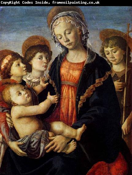BOTTICELLI, Sandro The Virgin and Child with Two Angels and the Young St John the Baptist